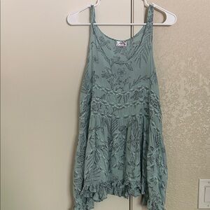 Intimately by Free People size xs Boho Floral Sleeveless Tunic Top in blue
